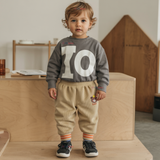 Buzo Cotelé Bebé Niño Forrado en Polar Beige Pantalón