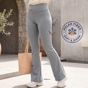 Calza Polar Con Chiporro Palazzo Mujer Elasticada Térmica Gris Melange