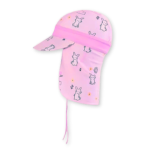 Gorro para el Sol con Solapas Protección UV Niñas de 1 a 10 Años Rosa Conejito