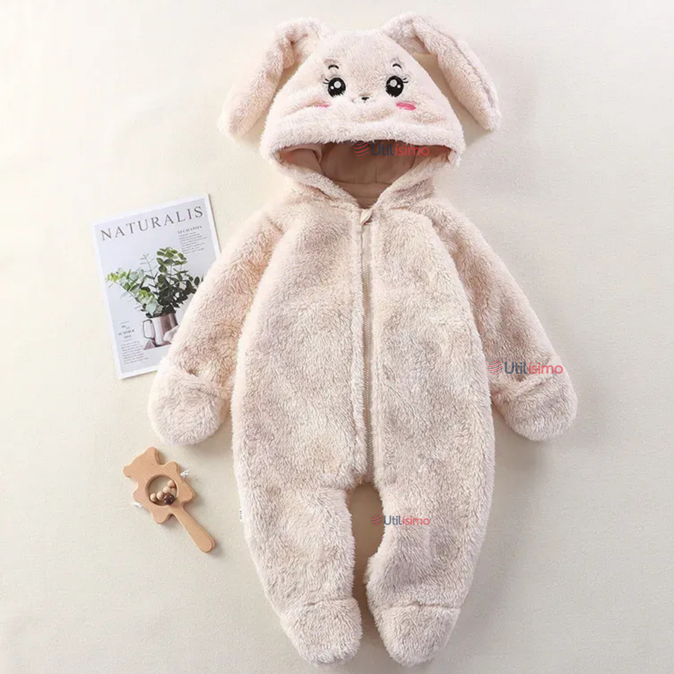 Enterito Conejito Con Capucha Bebe Polar Blanco