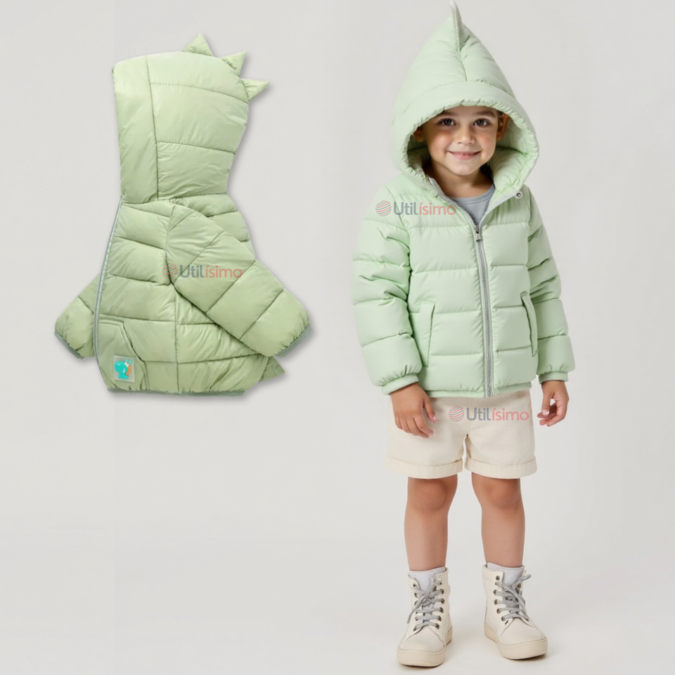 Parka Dinosaurio Con Capucha Manga Larga Niño