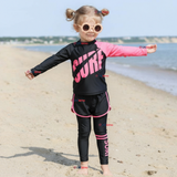 Traje de Baño Manga Larga Pantalón Largo Pantalón Corto 3 Piezas Corte Split Niña 3 a 11 años Black Surf