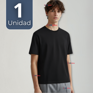 Polera Camiseta 100% Algodón Premium Manga Corta Básico Negro Hombre