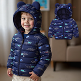 Parka Térmica Con Capucha Y Orejitas Estampado Dinosaurio Niño