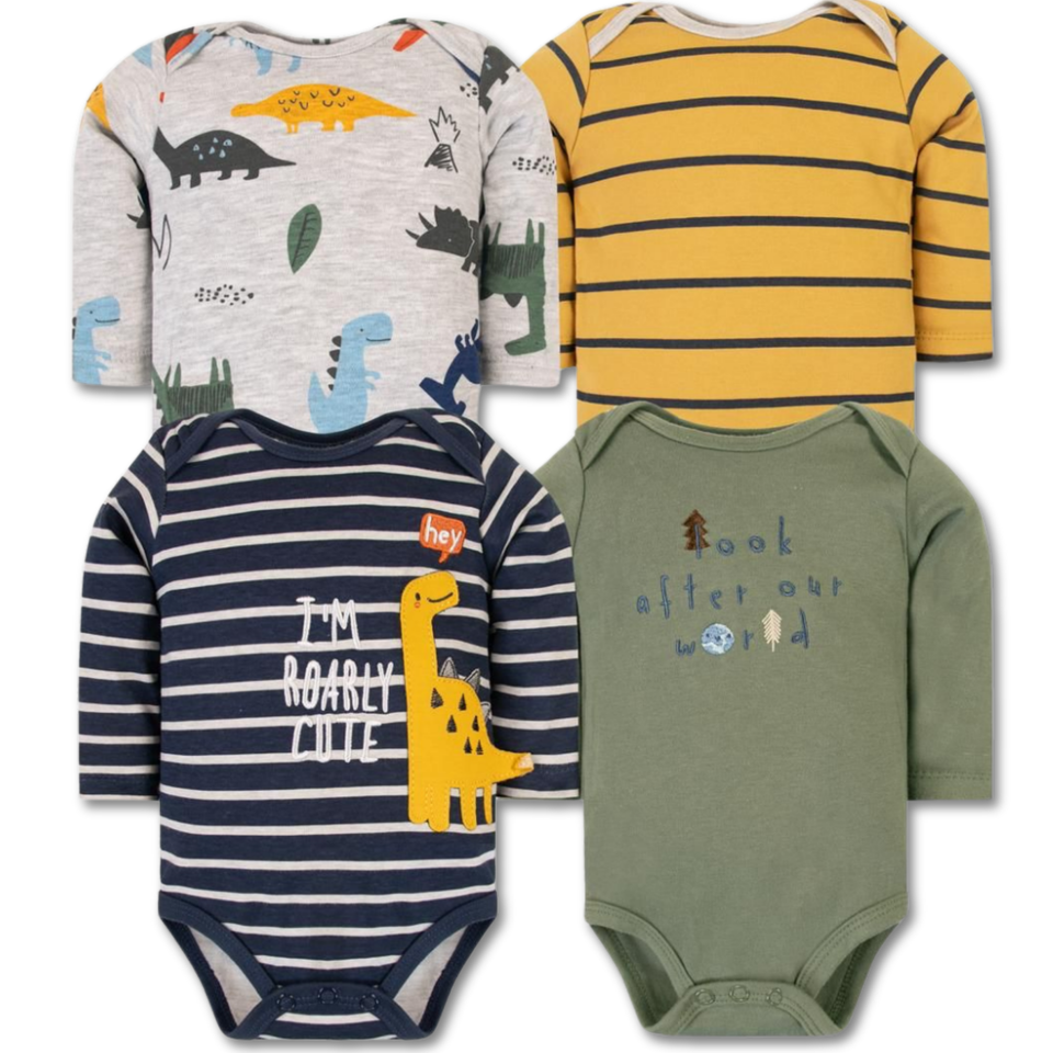 Pack 4 Bodys Bebé Niño Manga Larga Tedmimak 100% Algodón