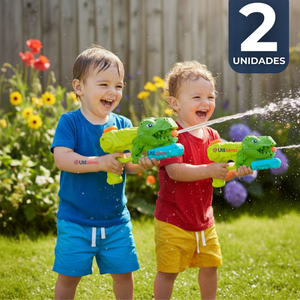 Pack 2 Pistolas Lanza Agua Dinosaurio Color Verde Juguete 30cm Niño