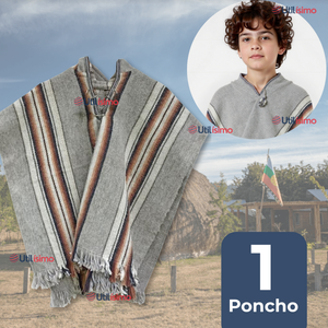 Poncho Manta Mapuche LANA GRUESO 114x56cm Fiestas Patrias