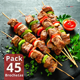 Pack 45 Piezas Brochetas Para Anticuchos Pinchos Bambú Palillos 35cm