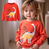 Polerón Algodón Cuello Redondo Niño Naranja Dinosaurio