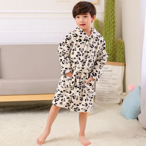 Batas De Baño Con Capucha Y Bolsillos Niño Y Niña Polar Animal Print