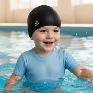 Gorro Gorra Natación Baño Silicona Color Negro 3 Años En Adelante Niño