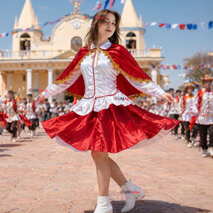 Traje Tirana Diablada Rojo 3 Piezas Mujer Baile Típico Fiestas Patrias