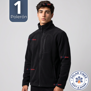 Polerón Térmico Micropolar Cuello Alto Hombre Negro Invierno