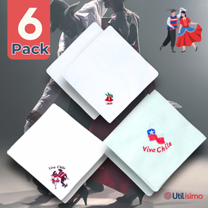 Pack 6 Pañuelos Baile Cueca 36 CM Bordados Fiestas Patrias Surtidos