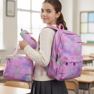 Mochila Escolar Kit Con Estuche y Lonchera 43cm Tela Oxford Niña