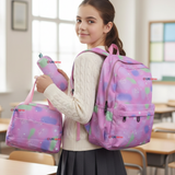 Mochila Escolar Kit Con Estuche y Lonchera 43cm Tela Oxford Niña