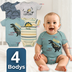 Pack 4 Bodys Niño Manga Corta Tedmimak 100% Algodón Ready for Fun