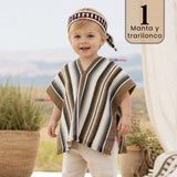 Poncho Manta Mapuche Con Trarilonco Niño Fiestas Patrias