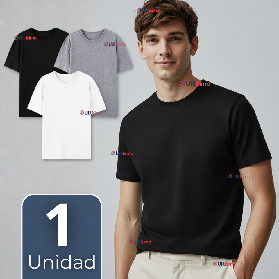 Camiseta Polera 100% Algodón Básica Lisa Elástica Hombre Colores Surtidos