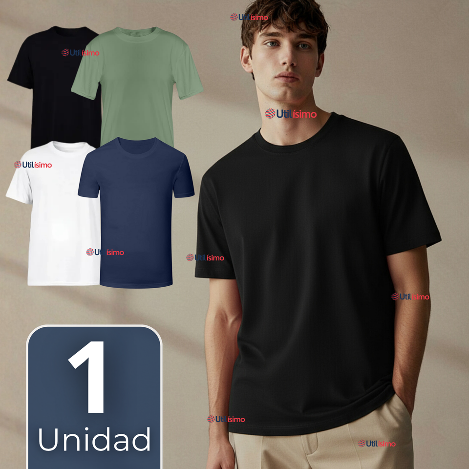 Camiseta Polera 100% Bambú Básica Lisa Elástica Hombre Colores Surtidos