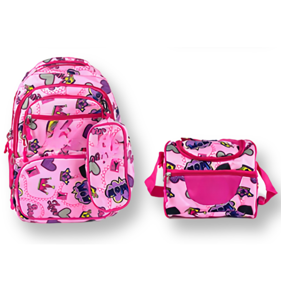 Mochila Con Lonchera Y Estuche 45CM Diseños Variados Niña