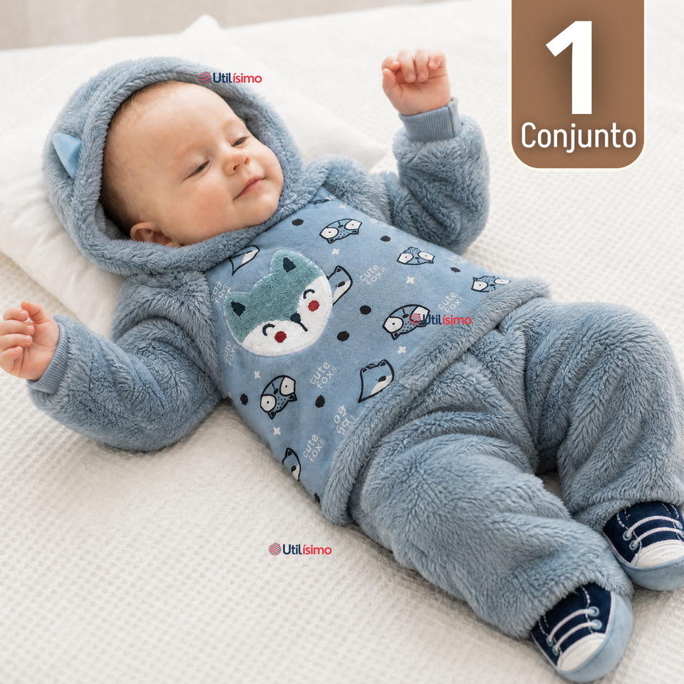 Conjunto Buzo Polerón Con Capucha Térmico Algodón 2 Piezas Niño Bebé