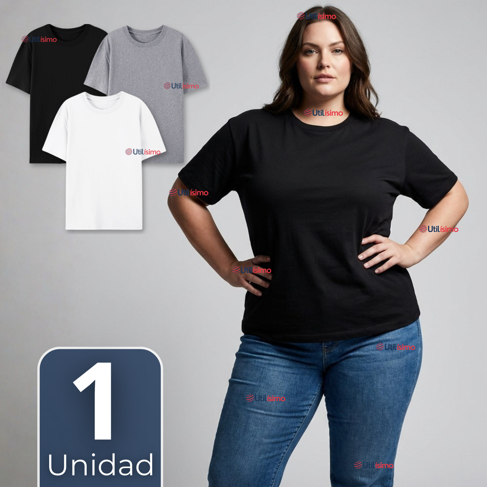 Camiseta Polera 100% Algodón Básica Lisa Elástica Mujer Colores Surtidos