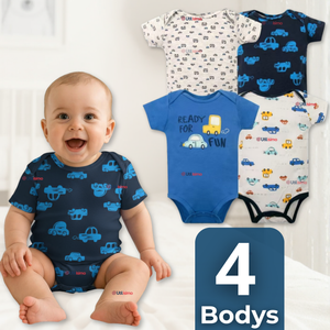 Pack 4 Bodys Niño Manga Corta Tedmimak 100% Algodón Ready Fun