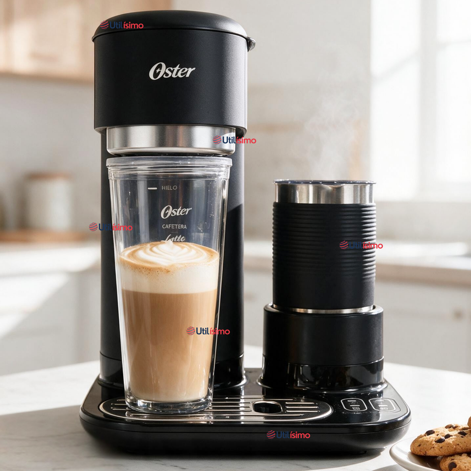 Cafetera Latte 4 en 1 Oster® Con Espumador Café Caliente Latte Helado Frappé BVSTDC02B
