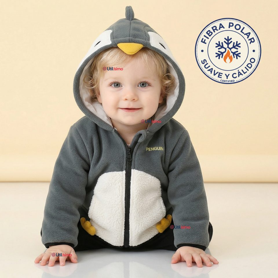 Polerón Polar Con Capucha Invierno Bebé Niño Happy Penguin