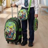 Mochila Escolar Zootopia Con Ruedas Desmontables + Estuche + Lonchera Niño Poliéster