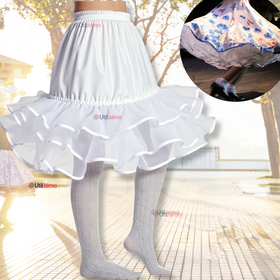 Falso para Vestido Niña Juvenil Fiestas Patrias Color Blanco