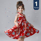 Pareo Pascuense Niña Hawaiano Rojo Danza Fiestas Patrias