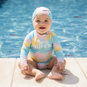 Traje De Baño Enterito Con Gorro Bebé Niña Protección Solar UPF 50+