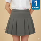 Falda Escolar Color Gris Para Niñas