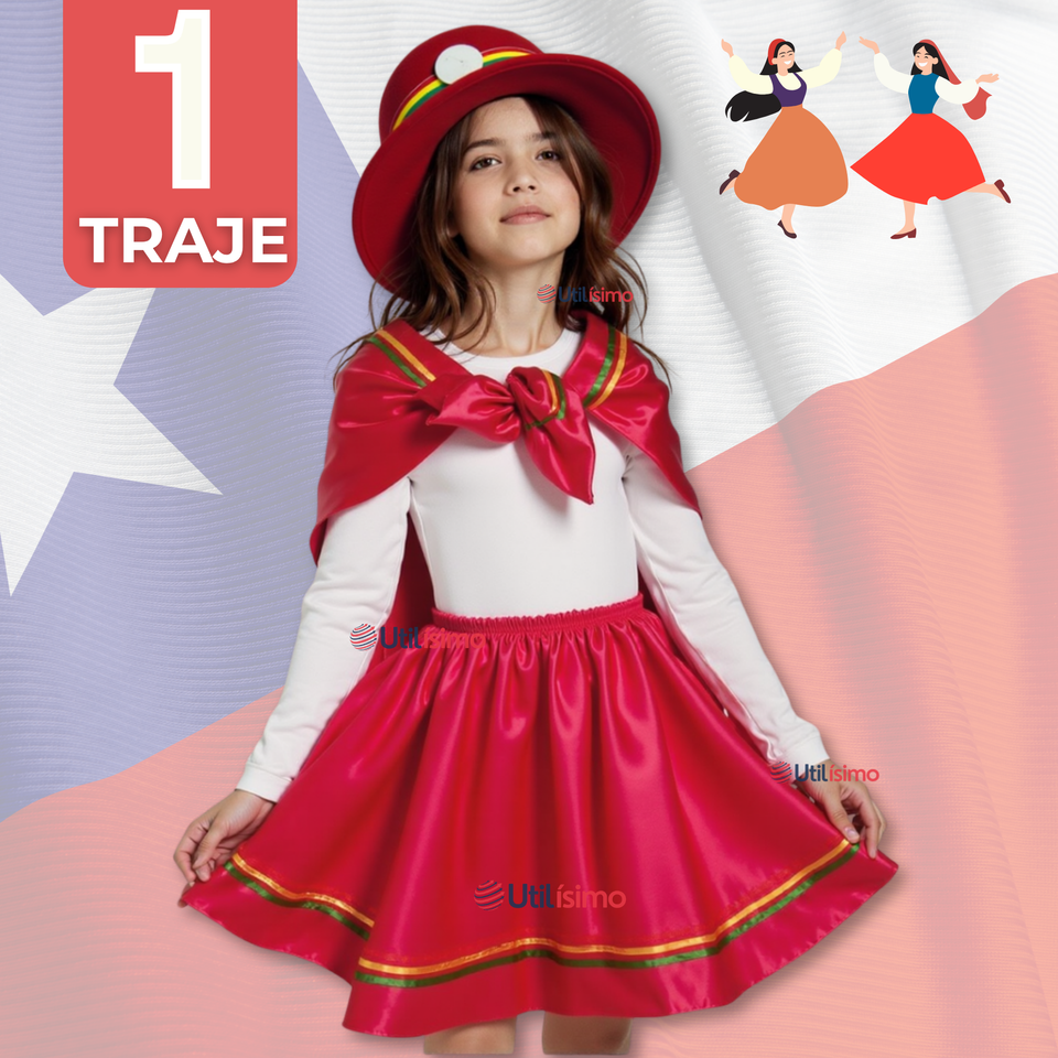 Traje Nortino Niña 3 Piezas Niña Fiestas Patrias Baile Nortino