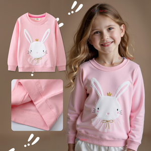 Polerón Cuello Redondo Niña Rosado Conejito