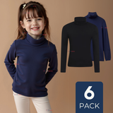 Pack 6 Primera Capa Escolar Bambú Invierno Camiseta Niña Cuello Beatle Polera
