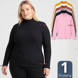 Camiseta Polera Polar Primera Capa Acanalada Cuello Beatle Manga Larga Colores Surtidos Mujer