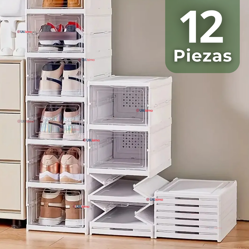 Zapatera Plegable Organizador Apilable 6 Niveles Blanco