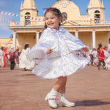 Traje Tirana Diablada Blanco 3 Piezas Niña Baile Típico Fiestas Patrias