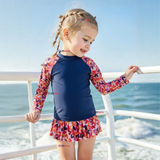 Traje De Baño Manga Larga Estilo Tankini Con Falda Niña 2 a 7 años Happy Hearts