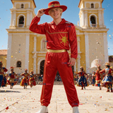 Traje Caporal Típico Completo Con Sombrero Rojo Hombre Fiestas Patrias