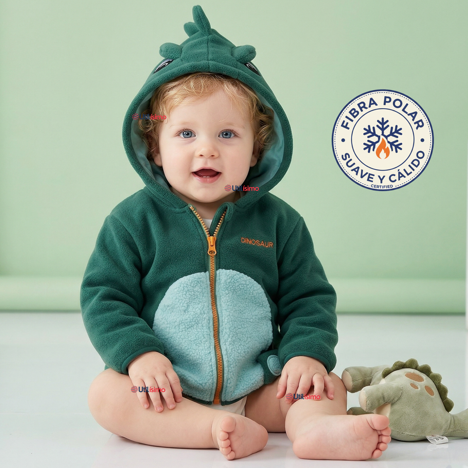 Polerón Polar Con Capucha Invierno Bebé Niño Dinosaur
