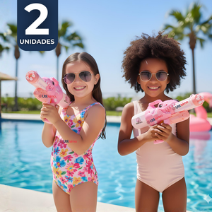 Pack 2 Pistolas Lanza Agua Dinosaurio Color Rosado Juguete 40cm Niña