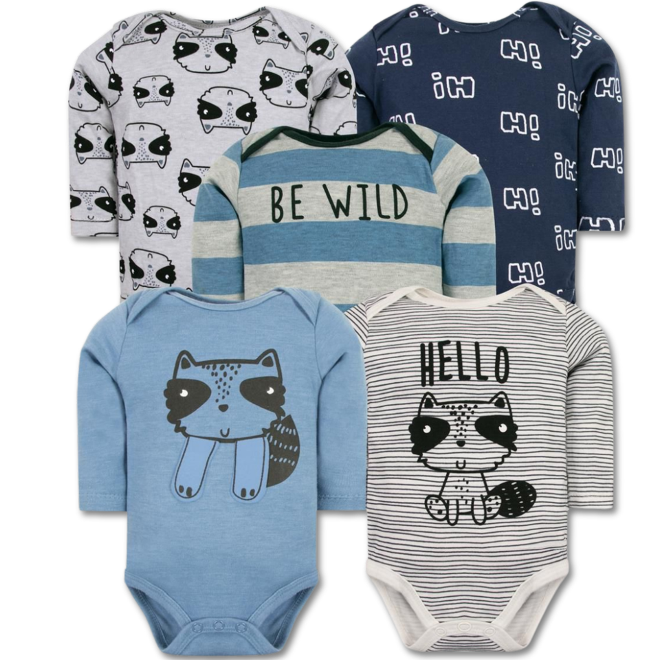 Pack 5 Bodys Bebé Niño Manga Larga Tedmimak 100% Algodón