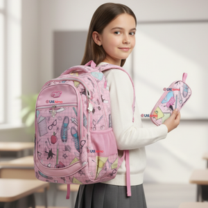 Mochila Escolar Con Estuche 43cm Tela Oxford Impermeable Niña