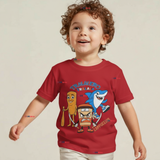 Polera Brainrots 100% Algodón Manga Corta Niño Tralalero Rojo