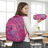 Mochila Escolar Con Estuche 36cm Tela Oxford Impermeable Niña