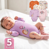 Pack 5 Bodys Manga Larga 100% Algodón Tedmimak Pink Blossom Bebé Niña